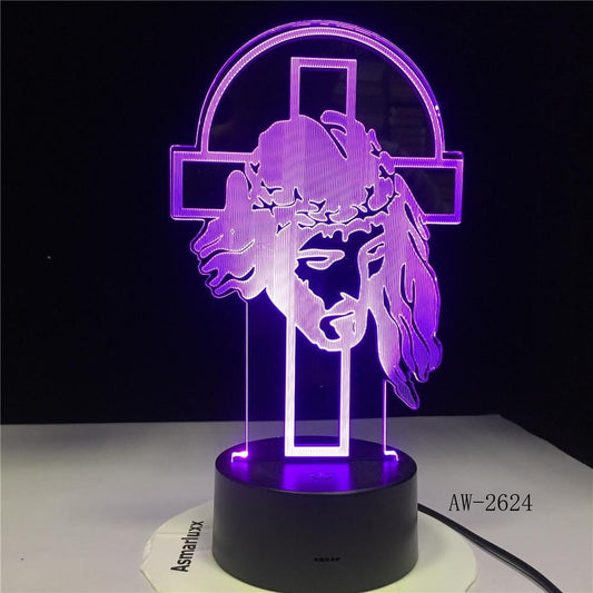 Jesus Face 3D Illusion Lamp - Christian Lamp - Christian Night Light - Christian Home Decor - Christian Easter Gifts