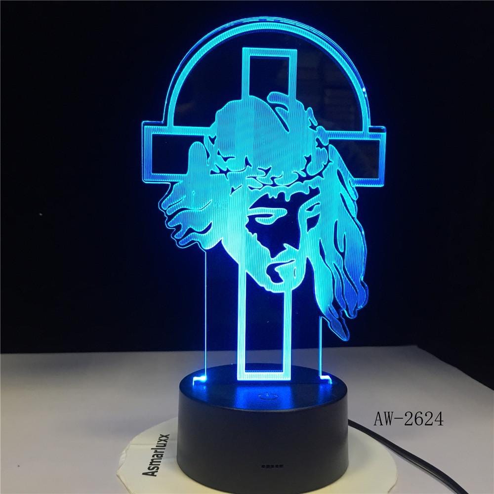Jesus Face 3D Illusion Lamp - Christian Lamp - Christian Night Light - Christian Home Decor - Christian Easter Gifts