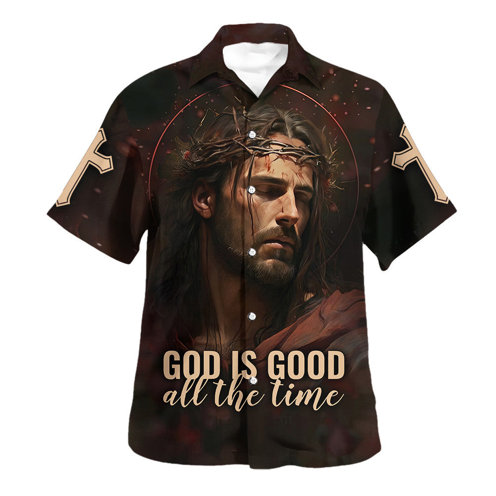 Jesus Face God Is Good All The Time Hawaiian Shirt - Christian Hawaiian Shirt - Religious Hawaiian Shirts