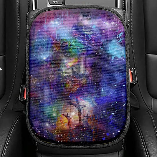 Jesus Face Put God First And You'll Never Be Last Seat Box Cover, Jesus Christ Car Center Console Cover, Christian Car Interior Accessories