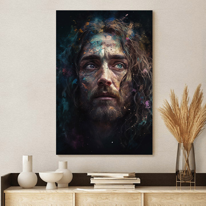Jesus Face With A Galaxy Background - Canvas Picture - Jesus Christ Canvas - Christian Wall Art