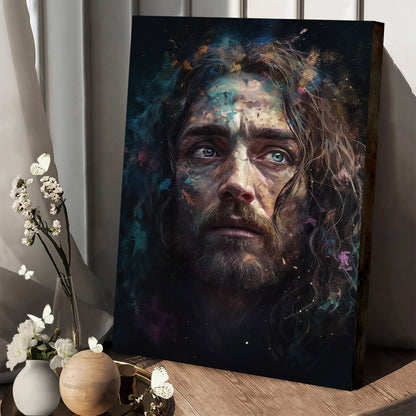 Jesus Face With A Galaxy Background - Canvas Picture - Jesus Christ Canvas - Christian Wall Art
