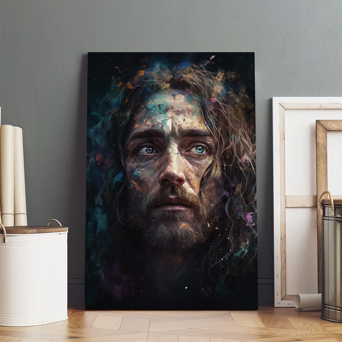 Jesus Face With A Galaxy Background - Canvas Picture - Jesus Christ Canvas - Christian Wall Art