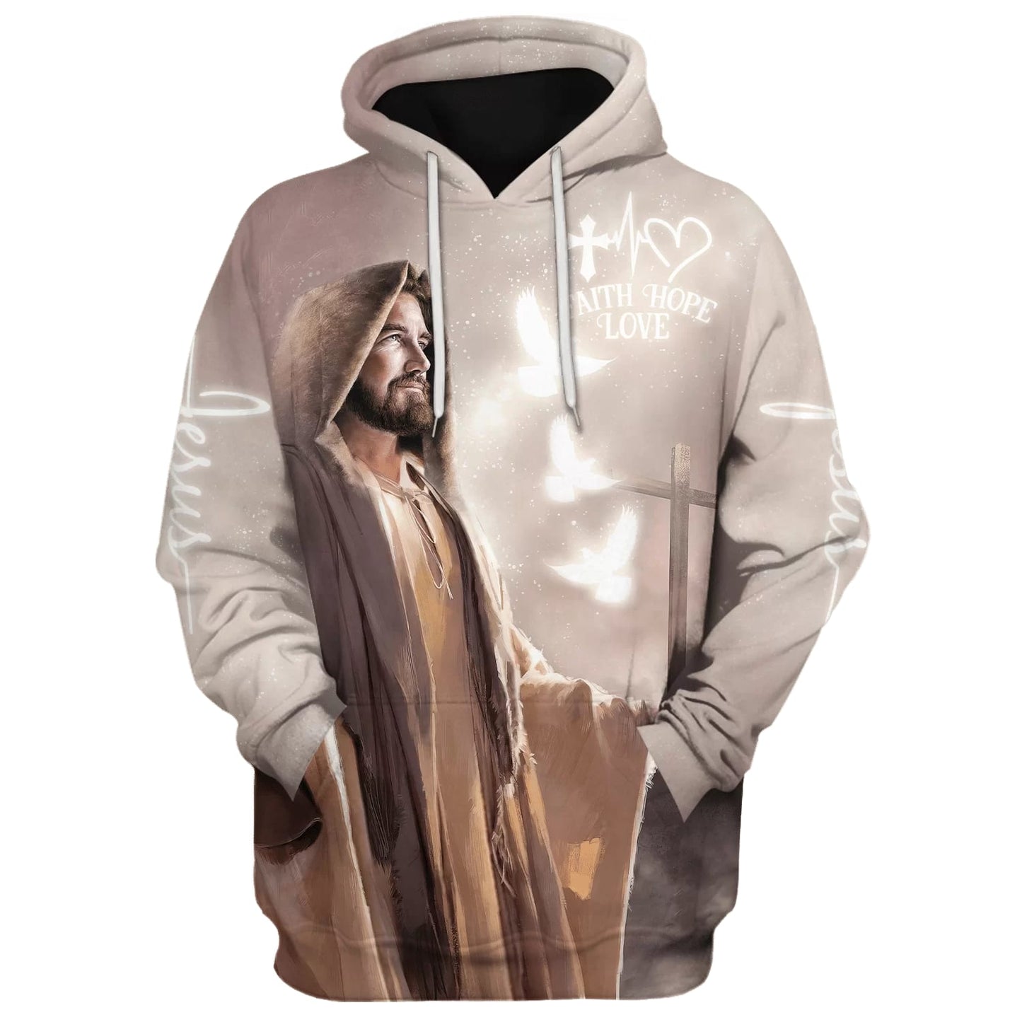 Jesus Faith Hope Love 3D Hoodies - Jesus Hoodie - Men & Women Christian Hoodie - 3D Printed Hoodie