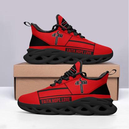 Jesus Faith Hope Love Yezy Running Sneakers Red Max Soul Shoes - Christian Shoes For Men And Women