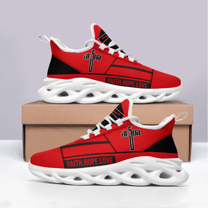 Jesus Faith Hope Love Yezy Running Sneakers Red Max Soul Shoes - Christian Shoes For Men And Women