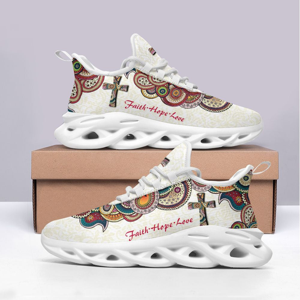 Jesus Faith Hope Love Yezy Running Sneakers White Max Soul Shoes - Christian Shoes For Men And Women