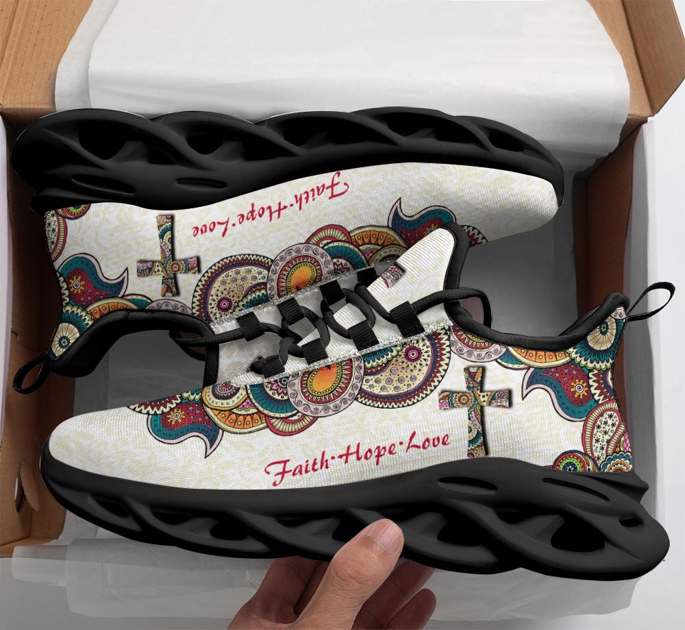 Jesus Faith Hope Love Yezy Running Sneakers White Max Soul Shoes - Christian Shoes For Men And Women