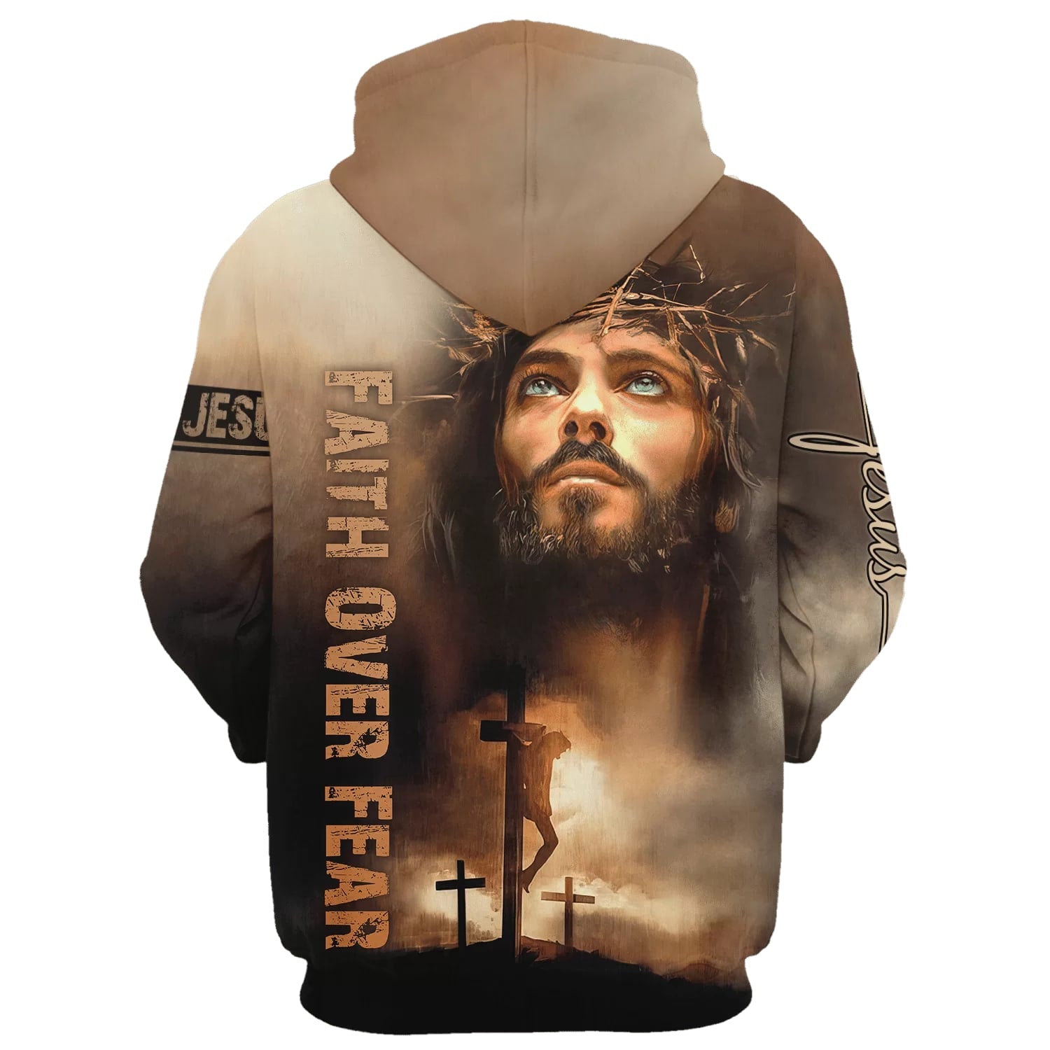 Jesus Faith Over Fear 3D Hoodies - Jesus Hoodie - Men & Women Christian Hoodie - 3D Printed Hoodie