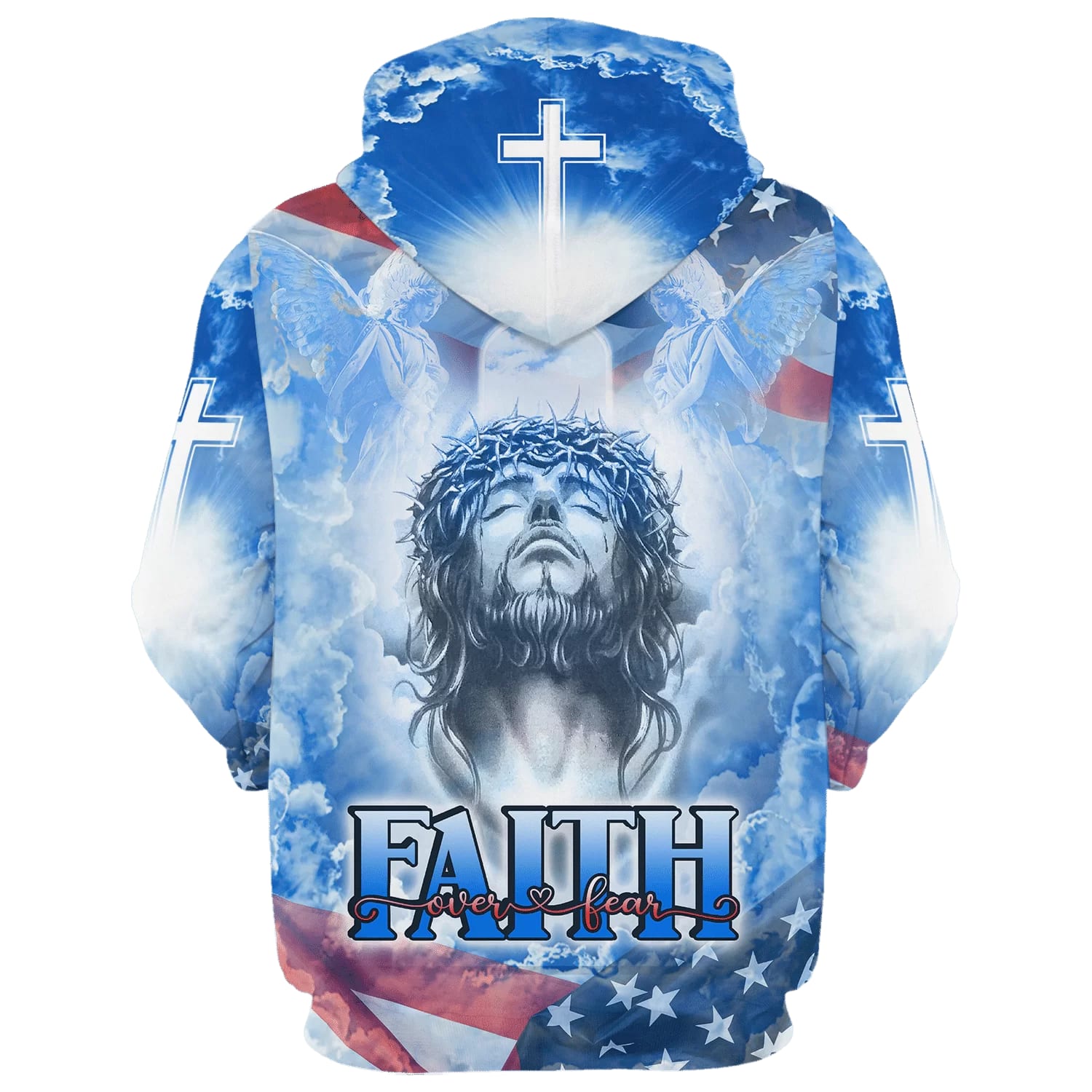 Jesus Faith Over Fear Hoodies - Jesus Hoodie - Men & Women Christian Hoodie - 3D Printed Hoodie
