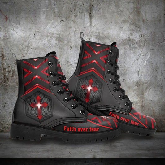 Jesus Faith Over Fear Leather Boots
