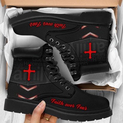 Jesus Faith Over Fear Tbl Boots Black - Christian Shoes For Men And Women