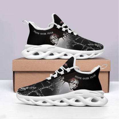 Jesus Faith Over Fear Yezy Running Sneakers Max Soul Shoes - Christian Shoes For Men And Women