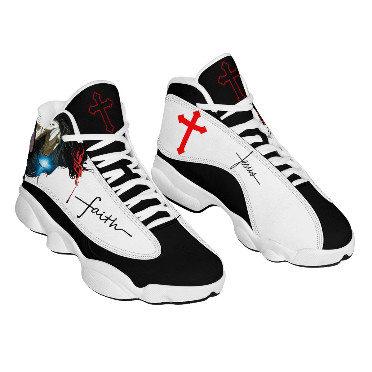 Jesus Faith Portrait Art Basketball Shoes For Men Women - Christian Shoes - Jesus Shoes - Unisex Basketball Shoes