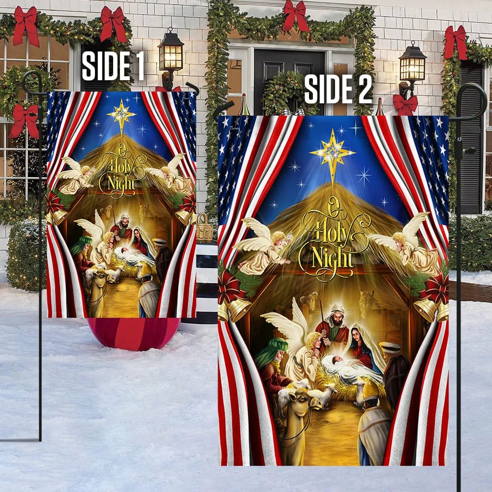 Jesus Family, O Holy Night Jesus Christmas Flag - Christmas Garden Flag - Christmas House Flag - Christmas Outdoor Decoration