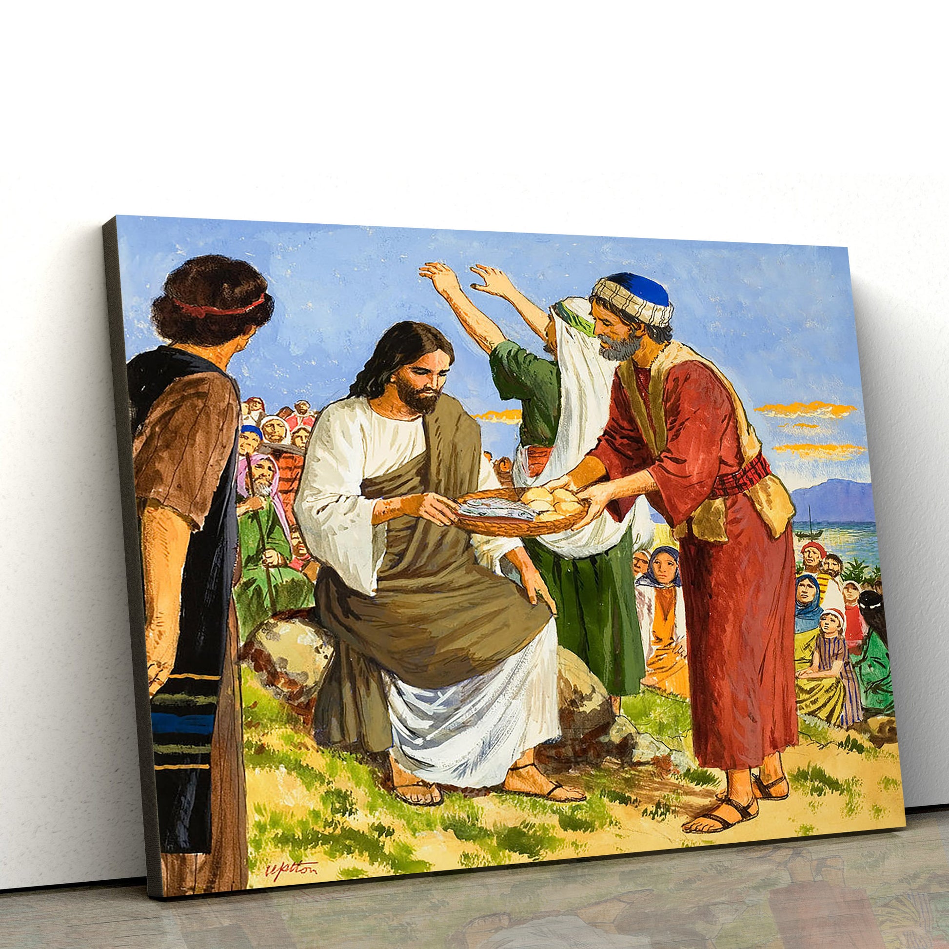 Jesus Feed 5000 Bible - Jesus Canvas Wall Art - Christian Wall Art