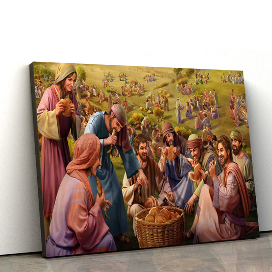 Jesus Feeding 5000 - Jesus Canvas Wall Art - Christian Wall Art