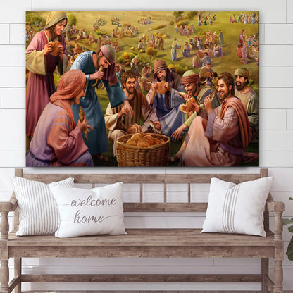 Jesus Feeding 5000 - Jesus Canvas Wall Art - Christian Wall Art