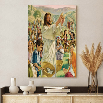 Jesus Feeding 5000 Canvas Picture - Jesus Christ Canvas Art - Christian Wall Canvas