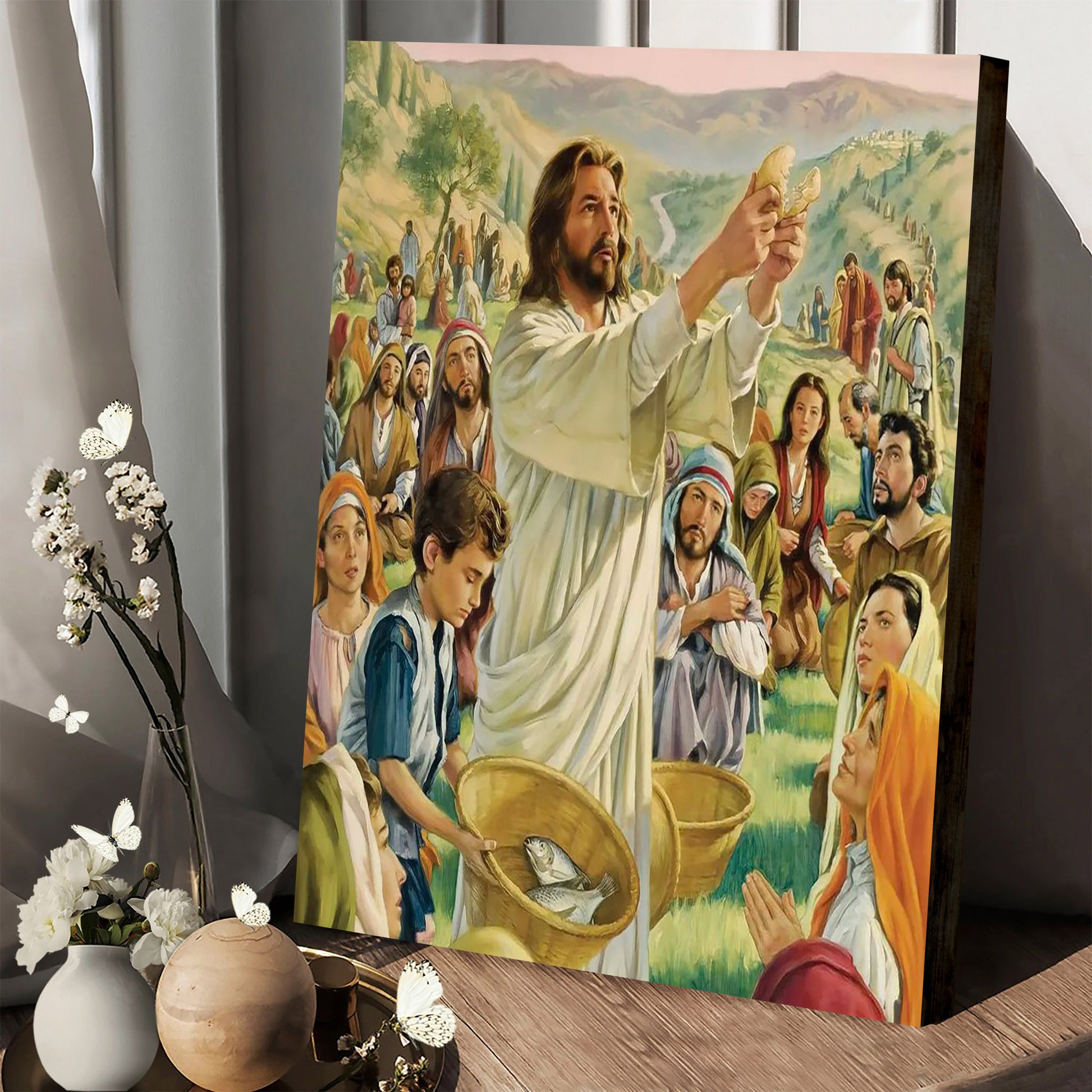 Jesus Feeding 5000 Canvas Picture - Jesus Christ Canvas Art - Christian Wall Canvas