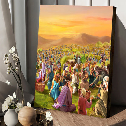 Jesus Feeding Five Thousand - Canvas Pictures - Jesus Canvas Art - Christian Wall Art