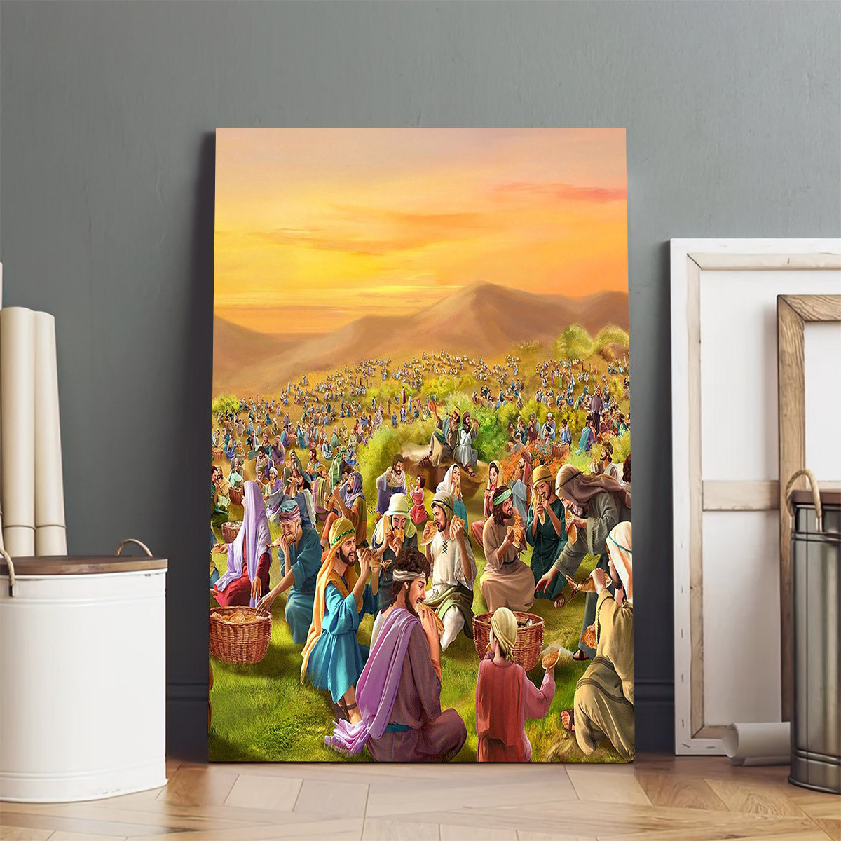 Jesus Feeding Five Thousand - Canvas Pictures - Jesus Canvas Art - Christian Wall Art