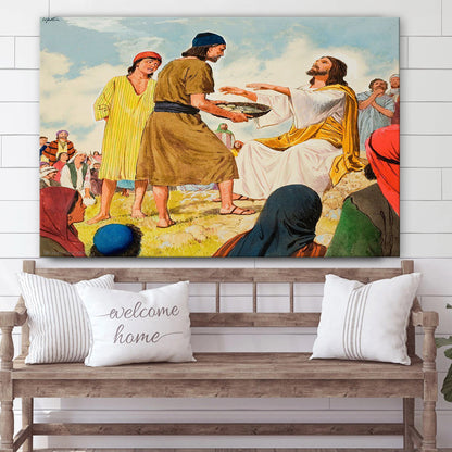 Jesus Feeds 5000 Art - Jesus Canvas Wall Art - Christian Wall Art