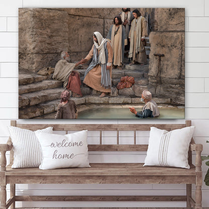 Jesus Findeth An Infirm Man At The Pool Of Bethesda - Jesus Canvas Wall Art - Christian Wall Art