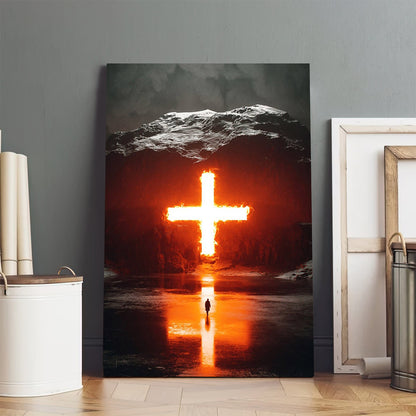 Jesus Fire Cross - Jesus Canvas Pictures - Christian Wall Art