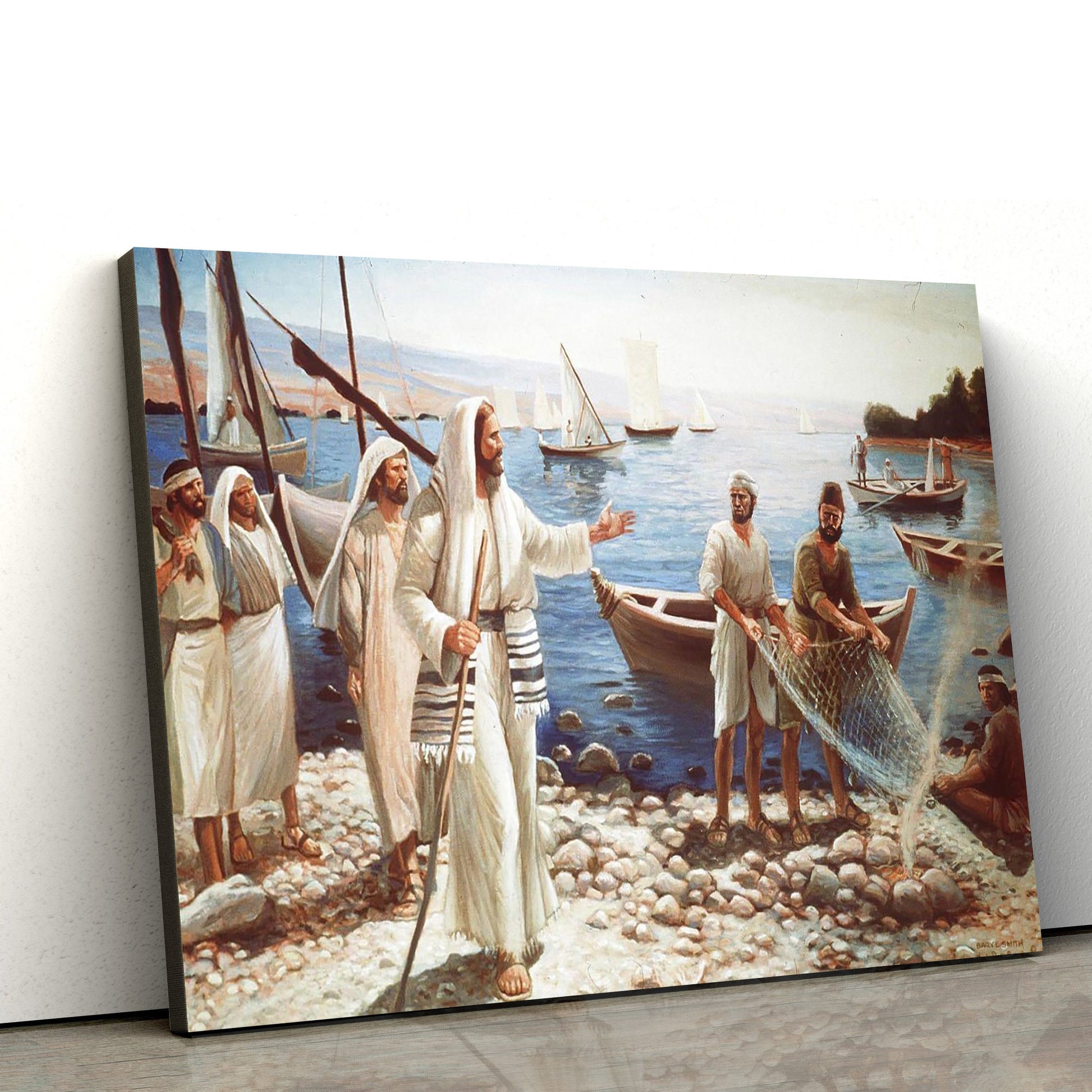 Jesus Fisherman - Jesus Canvas Wall Art - Christian Wall Art