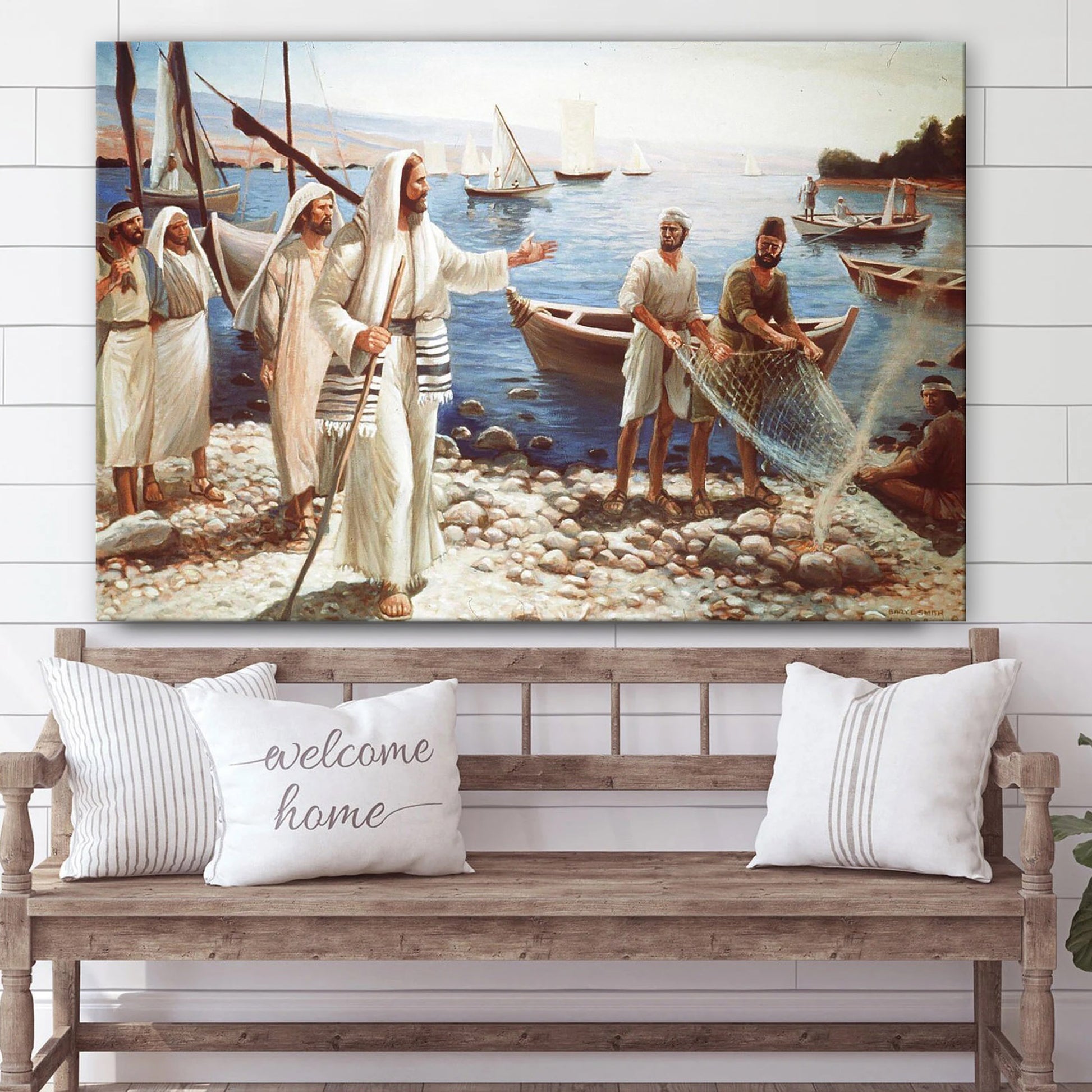 Jesus Fisherman - Jesus Canvas Wall Art - Christian Wall Art