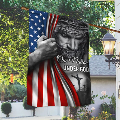 Jesus Flag One Nation Under God American Flag - Christmas Garden Flag - Christmas House Flag - Christmas Outdoor Decoration