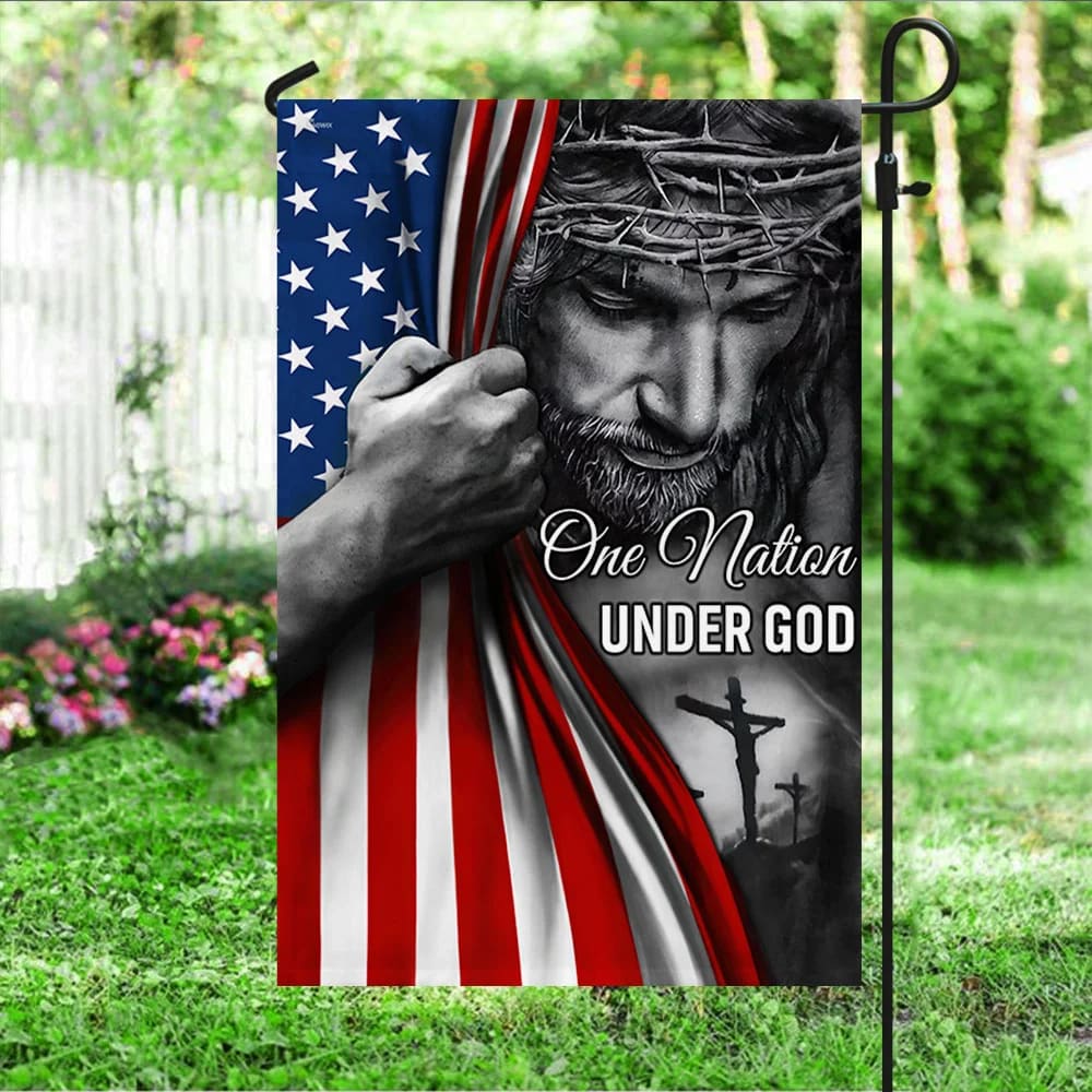 Jesus Flag One Nation Under God American Flag - Christmas Garden Flag - Christmas House Flag - Christmas Outdoor Decoration