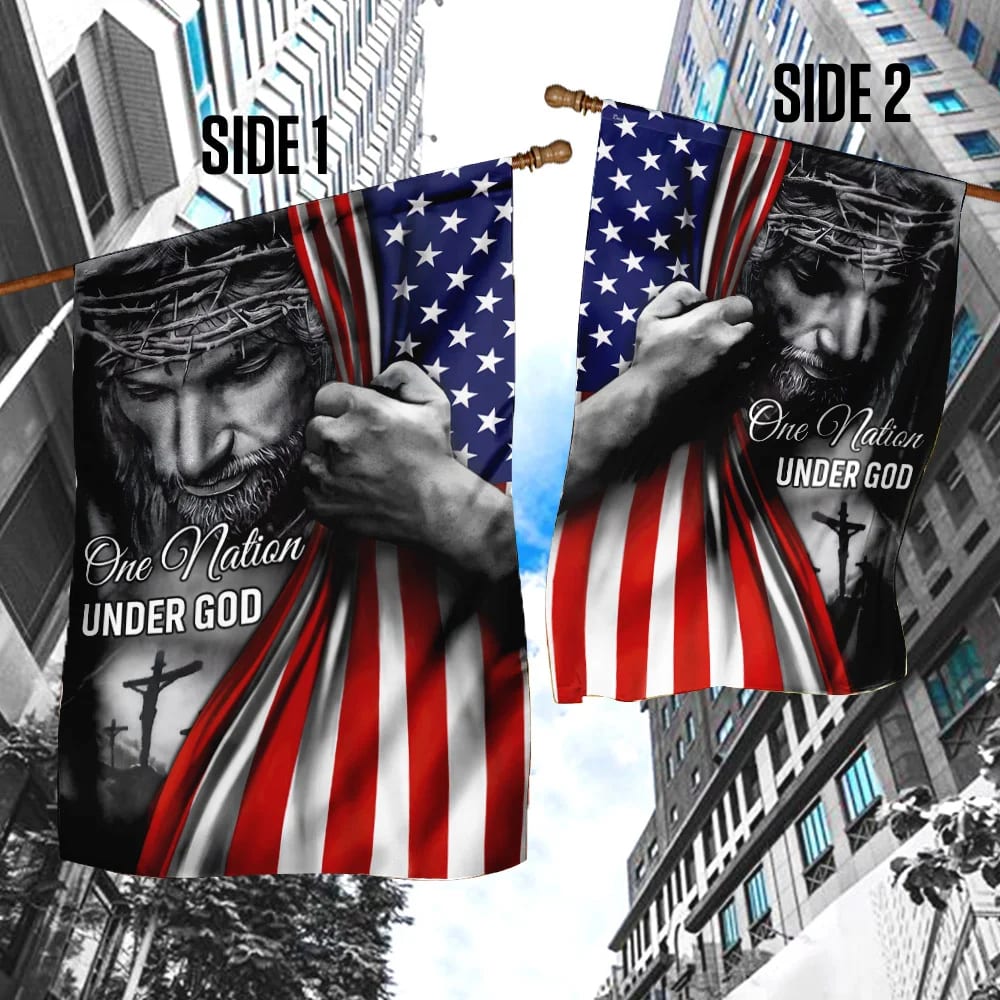 Jesus Flag One Nation Under God Jesus Flag - Christmas Garden Flag - Christmas House Flag - Christmas Outdoor Decoration
