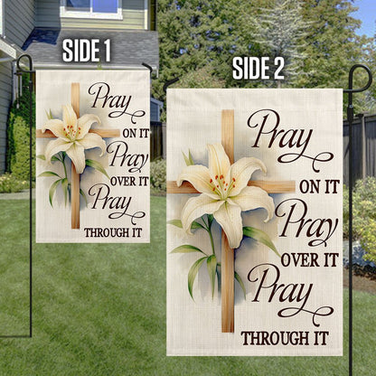 Jesus Flag Pray On It Cross Christian Flag - Outdoor Christian House Flag - Christian Garden Flags