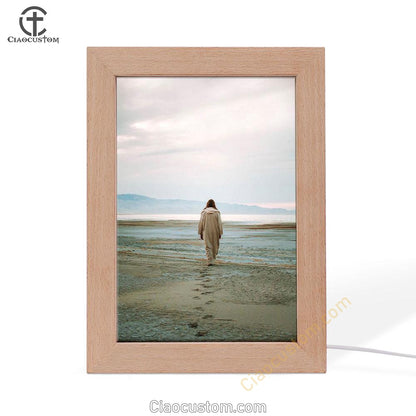 Jesus Footprints In The Sand Frame Lamp Pictures - Christian Wall Art - Jesus Frame Lamp Art