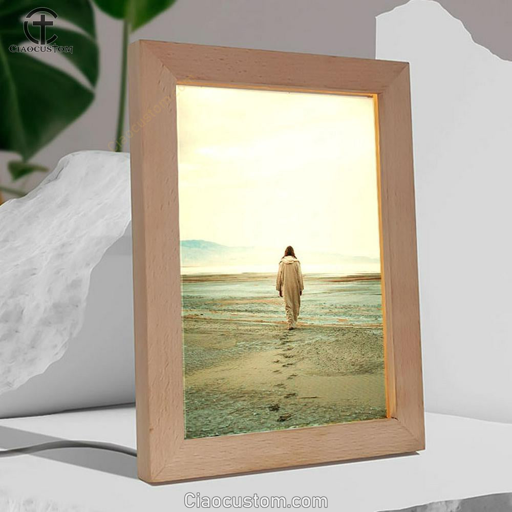 Jesus Footprints In The Sand Frame Lamp Pictures - Christian Wall Art - Jesus Frame Lamp Art