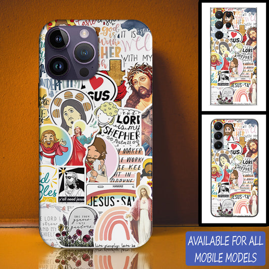 Jesus Funny Sticker Personalized Phone Case - Christian Phone Case - Bible Verse Phone Case