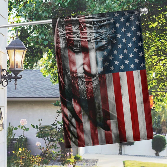 Jesus God American House Flag 1 - Christian Garden Flags - Christian Flag - Religious Flags