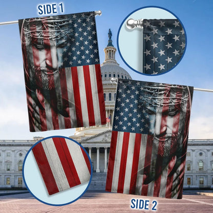 Jesus God American House Flag 1 - Christian Garden Flags - Christian Flag - Religious Flags