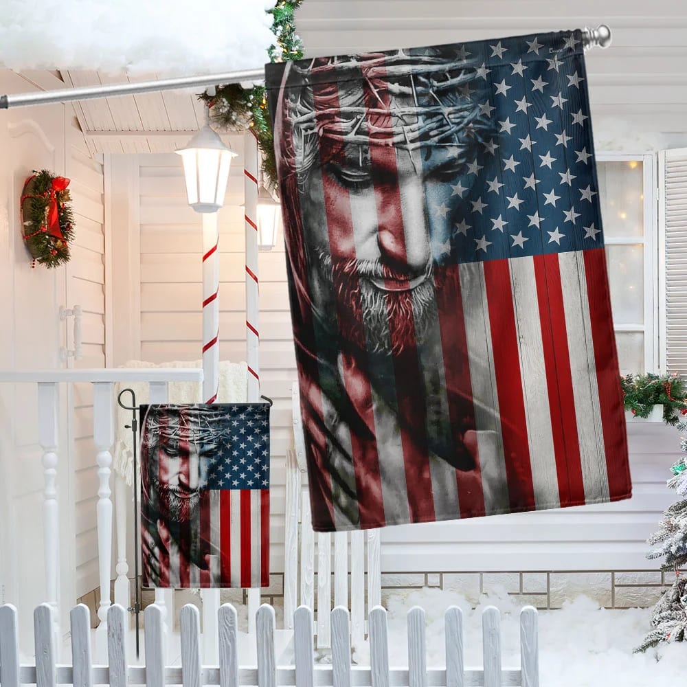 Jesus God American House Flag 1 - Christian Garden Flags - Christian Flag - Religious Flags