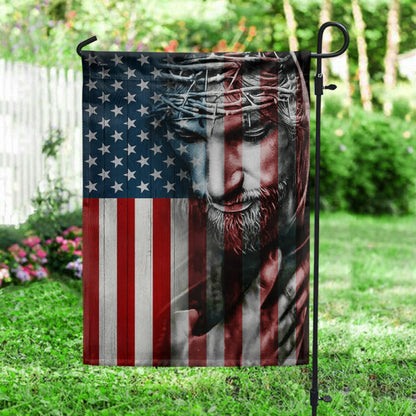 Jesus God American House Flag 1 - Christian Garden Flags - Christian Flag - Religious Flags