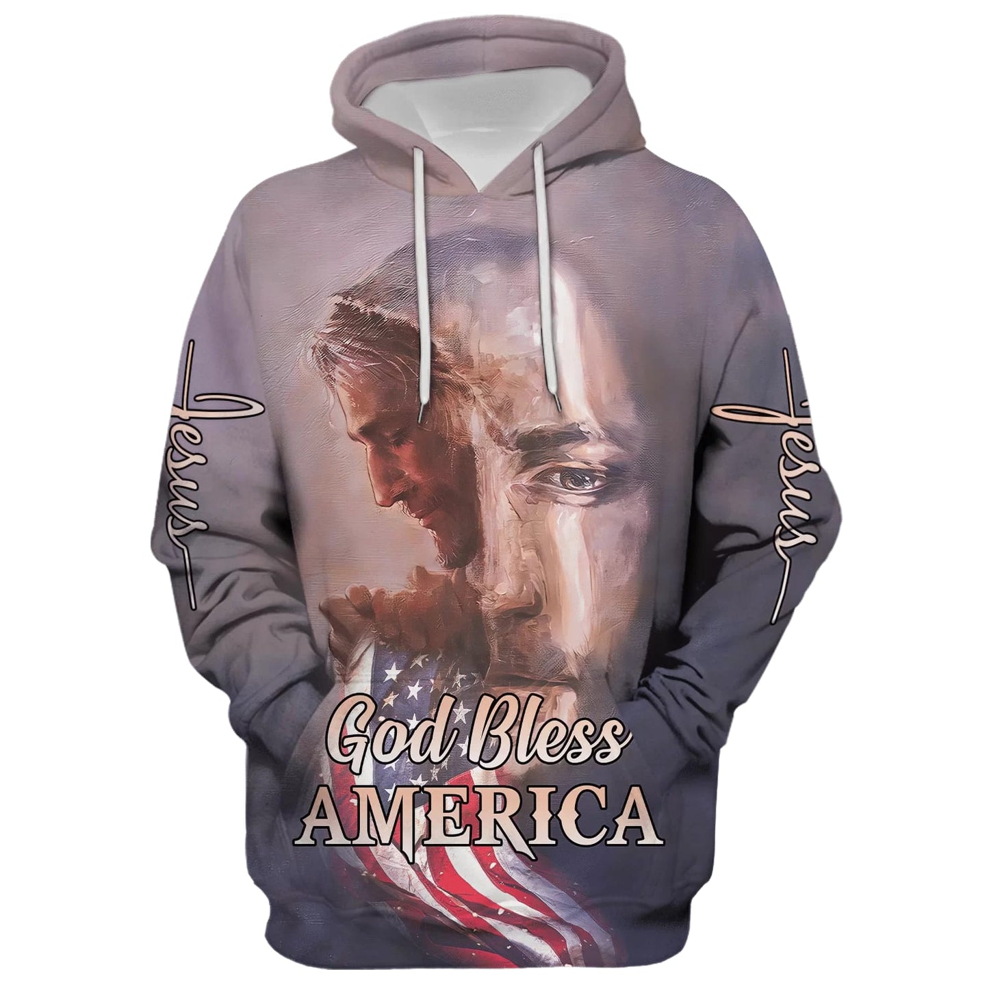 Jesus God Bless America Hoodies - American Flag Patriotic Hoodie - Men & Women Christian Hoodie - 3D Printed Hoodie