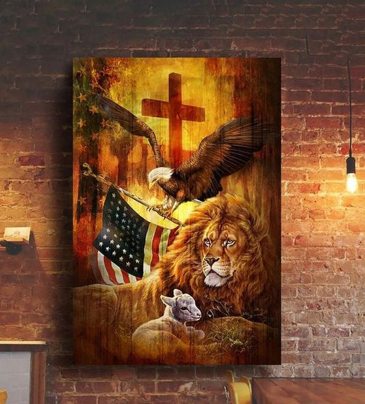 Jesus God Blesses Our America Canvas Posters - Christian Wall Posters - Religious Wall Decor