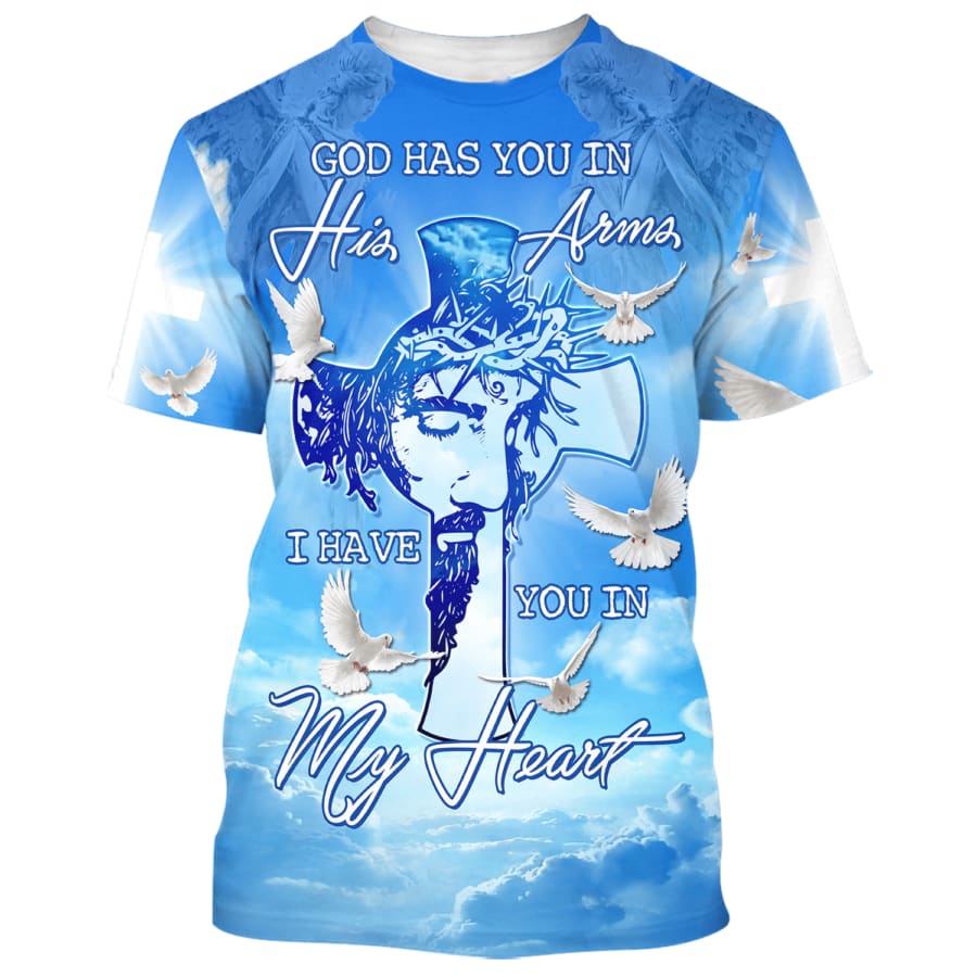 Jesus God Has You In His Arms 3d Shirts - Christian T Shirts For Men And Women