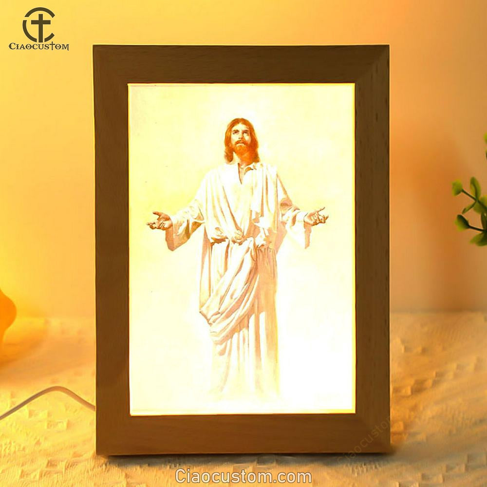 Jesus God With Open Arms Frame Lamp Pictures - Christian Wall Art - Jesus Frame Lamp Art