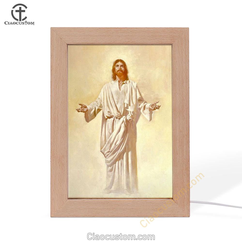 Jesus God With Open Arms Frame Lamp Pictures - Christian Wall Art - Jesus Frame Lamp Art