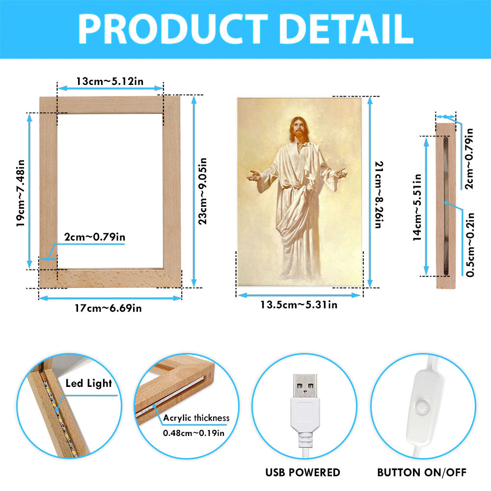 Jesus God With Open Arms Frame Lamp Pictures - Christian Wall Art - Jesus Frame Lamp Art