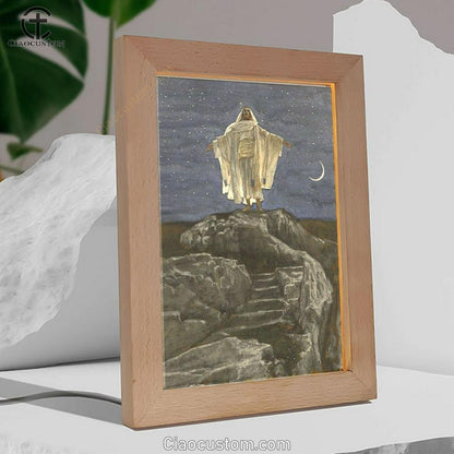 Jesus Goes Up Alone On A Mountain To Pray Frame Lamp Pictures - Christian Wall Art - Jesus Frame Lamp Art