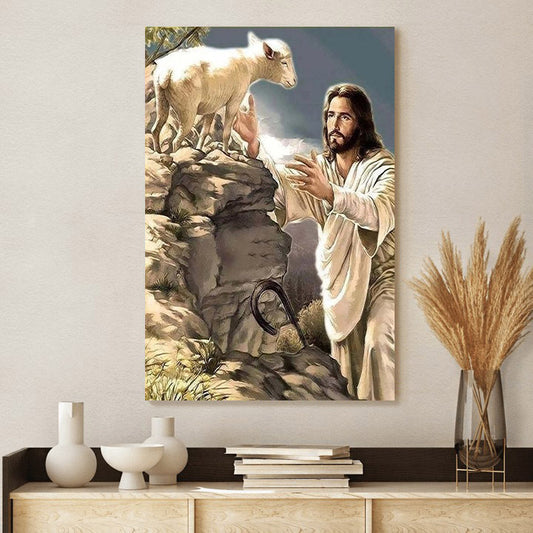 Jesus Good Shepherd Canvas Picture - Jesus Christ Canvas Art - Christian Wall Canvas